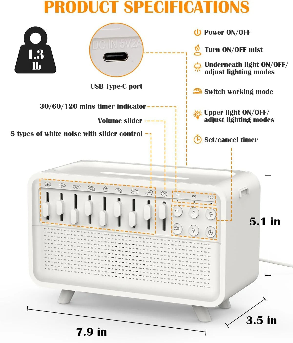 White Noise Aroma Diffuser – TikTok's favoriete nachtrust-tool | Geluid, geur en comfort in één stijlvol apparaat